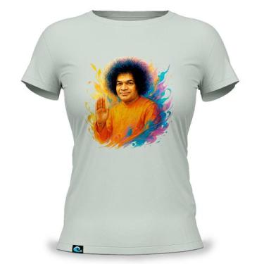 Imagem de Camiseta Feminina Baby Look com Estampa Sathya Sai Baba 100 Algodão Fi