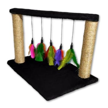 Imagem de Brinquedo Para Gatos Arranhador Poste Duplo Sisal Interativo(Preto)
