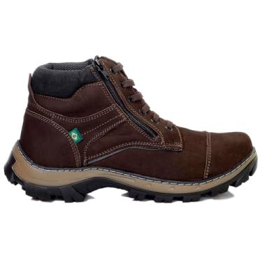 Imagem de Bota Coturno Masculina Adventure Couro Marrom, Cano Médio, Solado Antiderrapante, com Zíper Lateral (Normal, BR, Adulto, Numérico, 41)