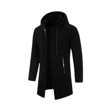 Imagem de Moletom Masculino Oversize Com Capuz E Zíper, Manga Longa, Cor Sólida,