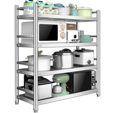 Imagem de Prateleiras de armazenamento de aço inoxidável resistente - Rack organizador versátil para lavanderia, banheiro, cozinha e despensa - Unidade de prateleira livre durável