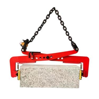 Imagem de Pinça de elevação de pedra resistente - Ferramenta de elevação vertical de granito com alças revestidas de borracha para transporte seguro de lajes de pavimentação, ideal para projetos de construção e