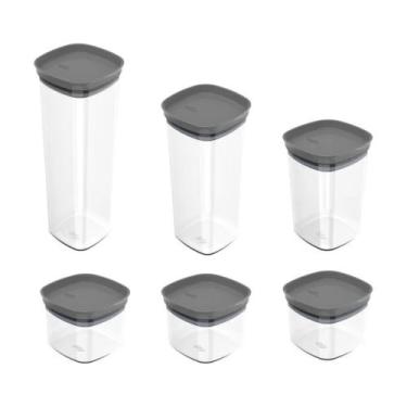 Imagem de Conjunto de 6 Potes Herméticos Block Cinza - Ou
