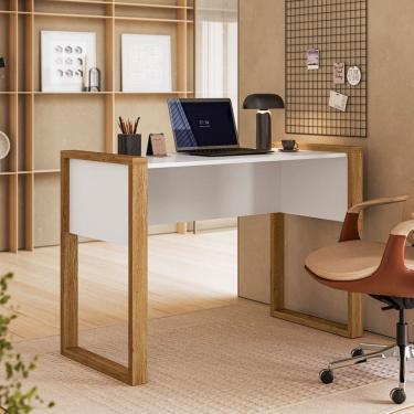Imagem de Mesa para Escritório Office Freijó/Branco Acetinado  - Qmovi