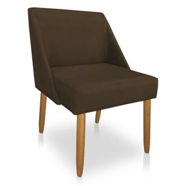 Imagem de Cadeira Poltona Juliana Suede Marrom Pés Palito Castanho