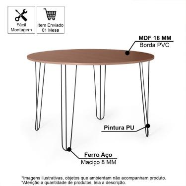 Imagem de Mesa De Jantar Redonda 4 Lugares 90cm Base De Ferro Hairpin Noronha - Straub Web