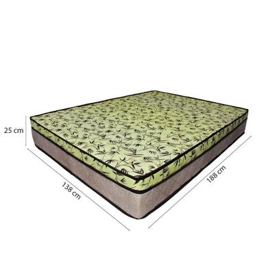 Imagem de Cama Baú Casal 138 Bipartido Tecido Sintético Marrom Com Colchão De Espuma Tokio D33 Bege