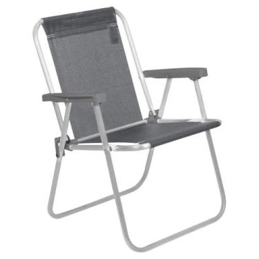 Imagem de Cadeira de Praia Alta Lazy em Alumínio Cinza Bel