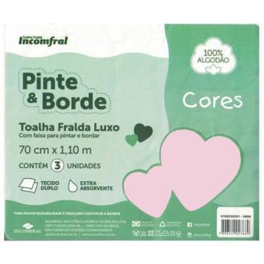 Imagem de Toalha Fralda Luxo Com 03 Unidades Pinte E Borde Baby Incomfral COR:RO