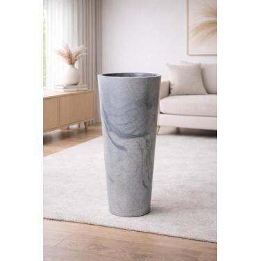 Imagem de vaso decorativo coluna lisa marmorizada 70cm em polietileno premium - 