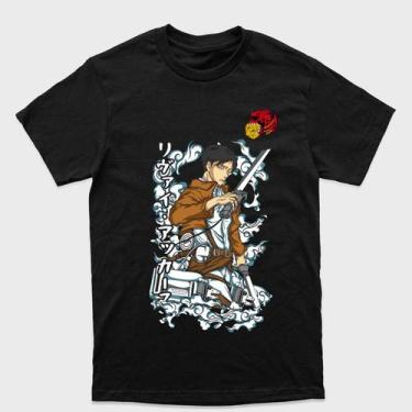 Imagem de Camiseta Attack on Titan  Divisão de Reconhecimento  Levi Ackerman Tam