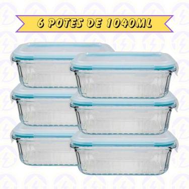 Imagem de 6un Pote de Vidro Canelado Hermético 1040ml Marmita Forno Detalhes - B