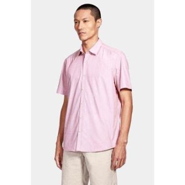 Imagem de Camisa Manga Curta Cosmo Slim Algodão Egípcio Barolo Com Bolso Telha-Masculino