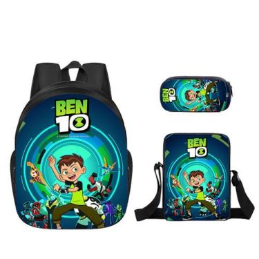 Imagem de Conjunto de mochilas escolares Bens 10 Boy com bolsa de ombro e estojo