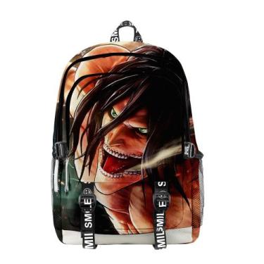 Imagem de Mochila Attacks Titans Anime School com impressão 3D Oxford 30x18x44cm