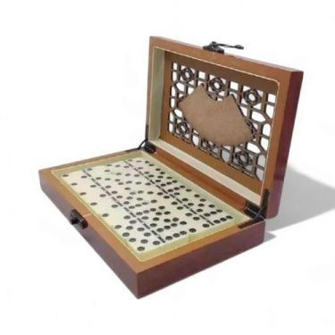 Imagem de Dominó Caixa de Madeira 28 Peças Resina Profissional - Unyhome