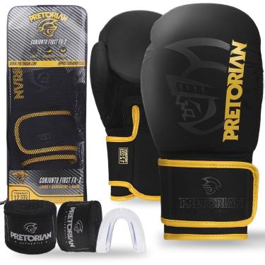 Imagem de Kit Luva De Boxe Muay Thai First Fx2 Bandagem + Bucal + Bolsa - Pretorian-Unissex