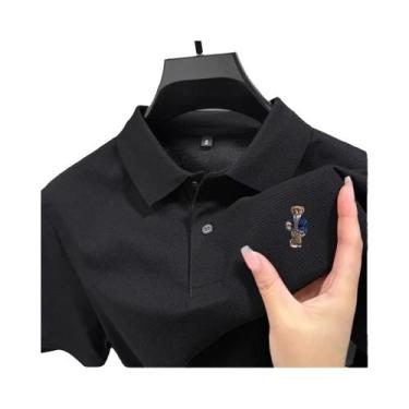 Imagem de Camisa Polo Masculina De Verão 100% Algodão Manga Curta Com Bordado De