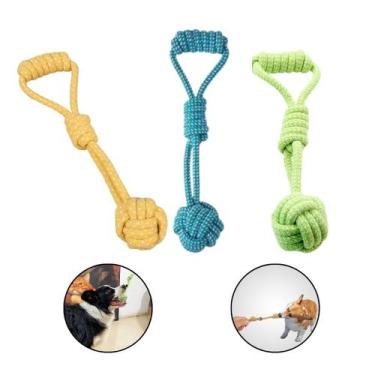 Imagem de Brinquedo Pet Corda Mordedor Puxar Cabo de Guerra Cães 30cm - - Losans