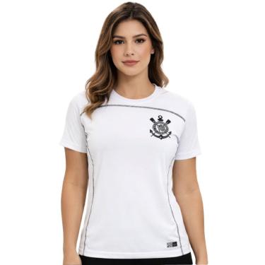 Imagem de Camiseta Corinthians Feminina Fitness Estampada Licenciada Branco-Feminino