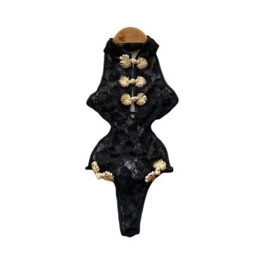 Imagem de Vestido De Lingerie Sexy Feminino Com Decote Em V, Alças Cruzadas, Ren