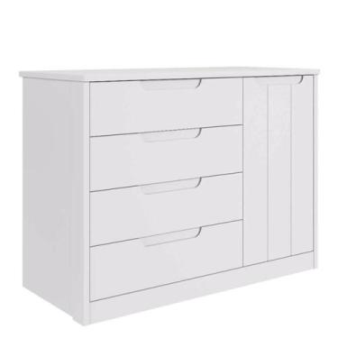 Imagem de Cômoda Bebê Caramelo 04 gavetas 01 porta 100% MDF Permobili -, Branco 