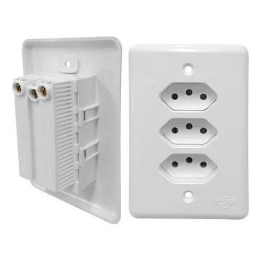 Imagem de Tomada Tripla 20a 2p+t Monobloco Ilumin Fácil Instalação Cor - Congrat