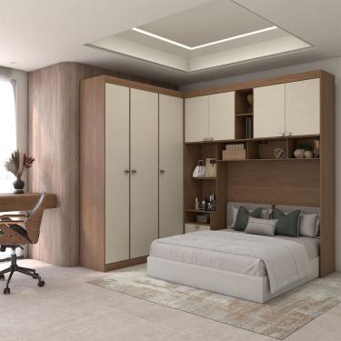 Imagem de Guarda-Roupa Casal Modulado Fortaleza 7 Portas 4 Gavetas Jatoba/Areia - Panorama Móveis