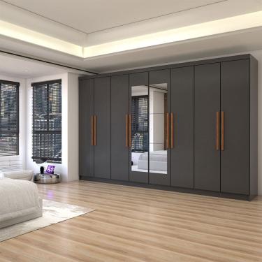 Imagem de Guarda-Roupa Casal Odisseia 8 Portas 4 Gavetas com Espelho Onix - Panorama Móveis