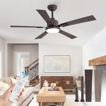 Imagem de Ventilador de Teto ZMISHIBO 132 cm Bronze Claro com Controle Remoto e 