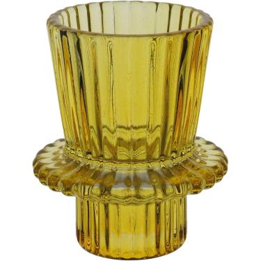 Imagem de CASTIÇAL DECORATIVO PORTA VELA HOME&CO VIDRO 7x6x6cm AMARELO