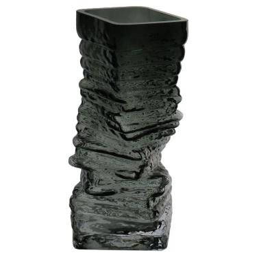 Imagem de VASO DECORATIVO ENFEITE PLANTA PEDRA VIDRO 24x10x10cm FUME