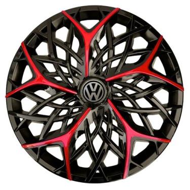 Imagem de Calota esportiva aro 14 moove black red + emblema resinado vw - Garage