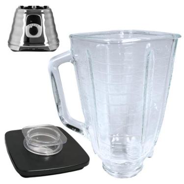 Imagem de Jarra Copo De Vidro Liquidificador Oster Quadrado Tampa Preta - DASSHA