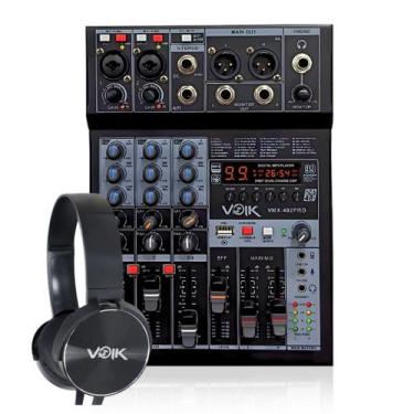 Imagem de Mesa de Som 4 Canais USB e Bluetooth Voik VMX402PRO Com Fone