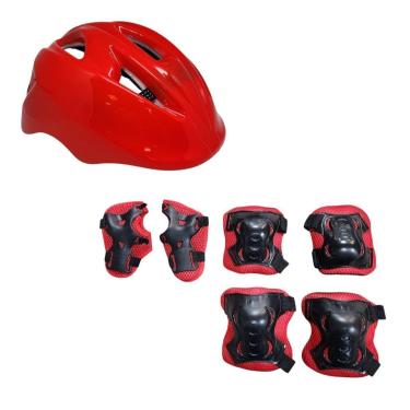 Imagem de Kit Capacete Cotoveleira Joelheira Patins Skate Patinete Infantil-Unissex