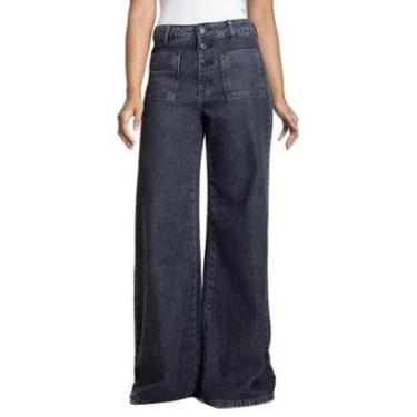 Imagem de Calça Jeans Sawary Super Wide Leg - 282604 - preto 46-Feminino