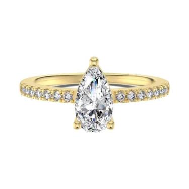 Imagem de Anel Feminino De Prata Esterlina 925 Com Zircônia Em Formato De Gota P