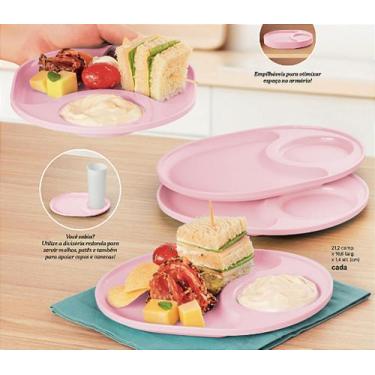 Imagem de Pratinho infantil de apoio rosa da tupperware 
