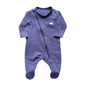 Imagem de Macacão Bebê Masculino Longo com pezinho Felipe Fofinho, Azul jeans, P
