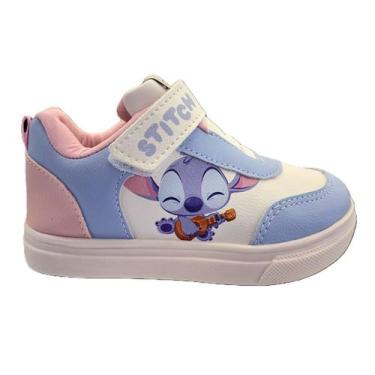 Imagem de Tênis Infantil Casual Tira Fixadora Personagem Disney Stitch Cor:Branc
