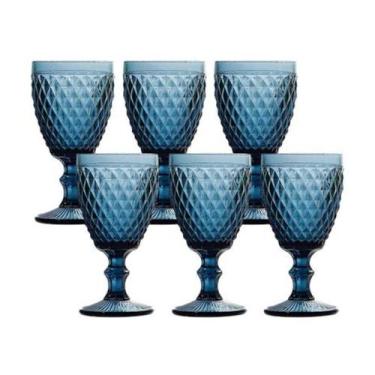 Imagem de Conjunto de Taças de Vidro Azul Bico de Jaca para Água 260ml (6pç) - L