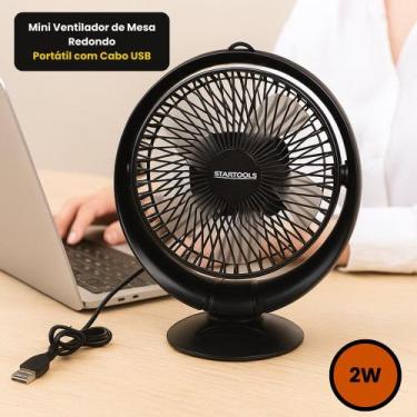 Imagem de Mini Ventilador de Mesa Redondo USB - Preto - STARTOOLS