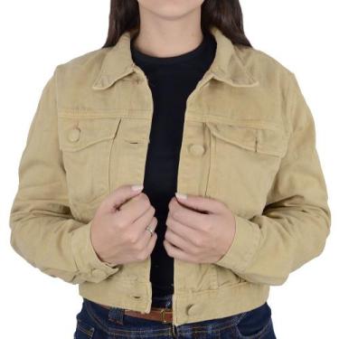 Imagem de Jaqueta Feminina Consciência Jeans Cropped Caqui 23786, M