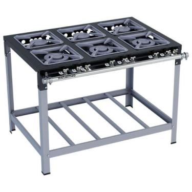 Imagem de Fogão Industrial Stori Premium M15 6 Bocas 30x30 P6,5 Pintado Metalmaq