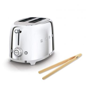 Imagem de Torradeira Smeg TSF01SSUS Retrô 50`s 2 Fatias Cromo com Pinça Bambu