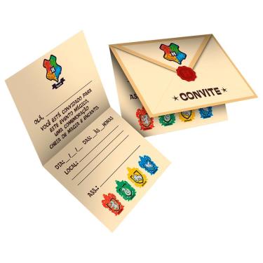 Imagem de Convite de Aniversário Harry Potter Kids de Papel Offset 11,5CM X 16,5CM com 8 Unidades Festcolor