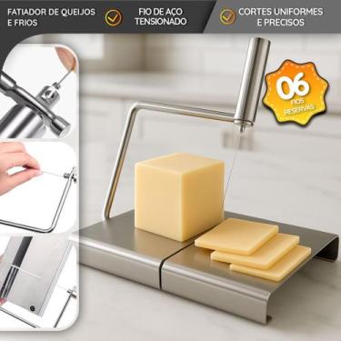 Imagem de Cortador De Queijo Inox 6 Fios De Aço Fatiador Profissional - DOLCE HO