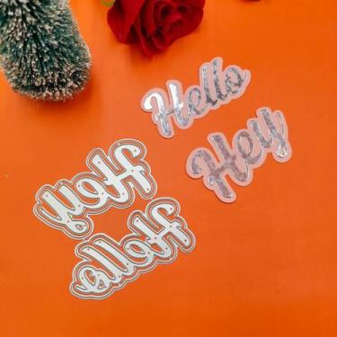 Imagem de Feemkota Moldes de Corte Metálicos Hello Die Cuts para Fazer Cartões