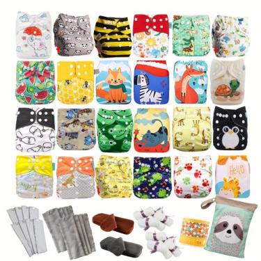 Imagem de Kit 24 Fraldas Ecológicas Premium Completo 40 Absorventes Alta Perform